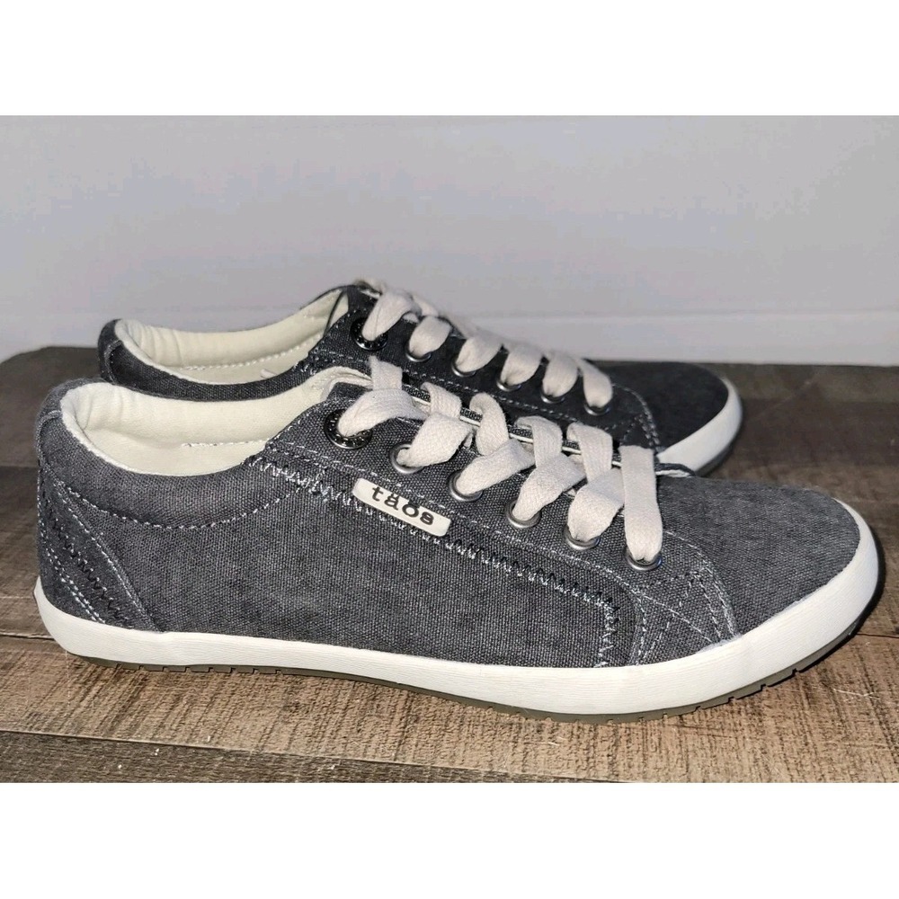 Taos Star Women's Size 5 Lace Up‎ Sneakers Charcoal Wash Canvas Comfort Shoes